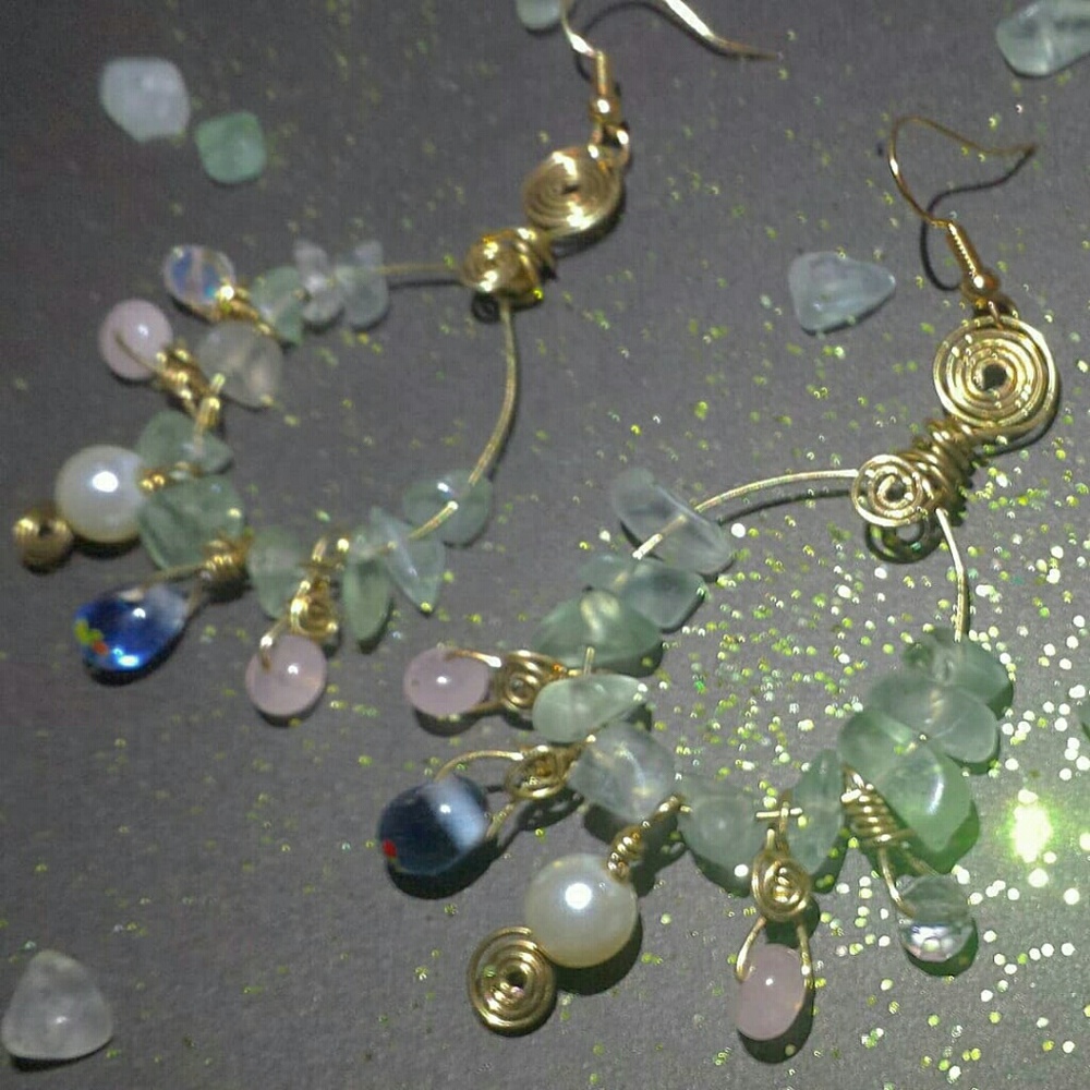 SOLD• Gemstone Gold Earrings